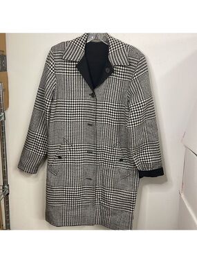 Ralph Lauren Black & White Plaid Trench Coat